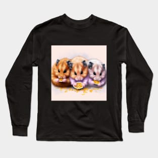 Lindos Hamsters Comiendo Long Sleeve T-Shirt